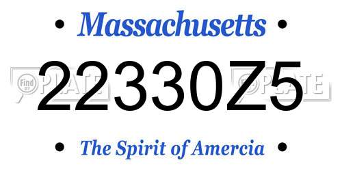 22330Z5 Massachusetts License Plate