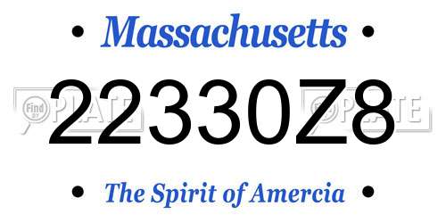 22330Z8 Massachusetts License Plate