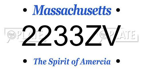 2233ZV Massachusetts License Plate