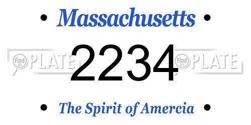 2234 Massachusetts License Plate