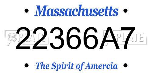 22366A7 Massachusetts License Plate
