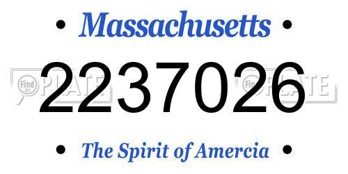 2237026 Massachusetts License Plate