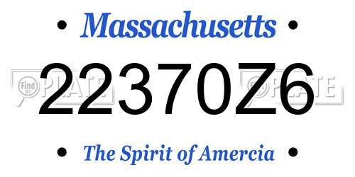 22370Z6 Massachusetts License Plate