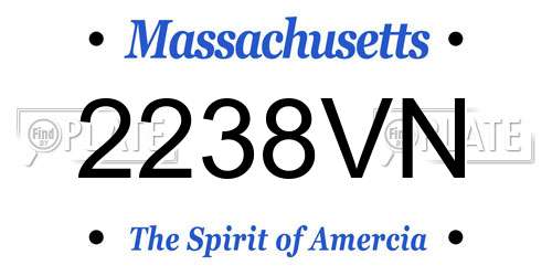 2238VN Massachusetts License Plate