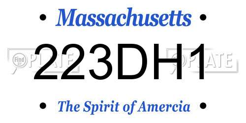 223DH1 Massachusetts License Plate