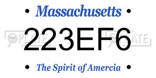 223EF6 Massachusetts License Plate