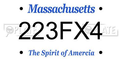 223FX4 Massachusetts License Plate