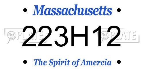223H12 Massachusetts License Plate