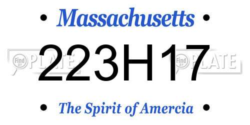 223H17 Massachusetts License Plate