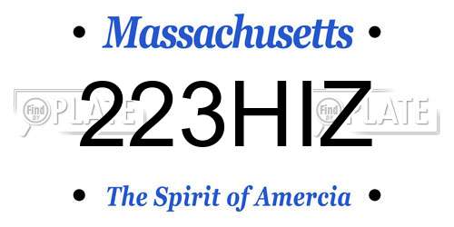 223HIZ Massachusetts License Plate