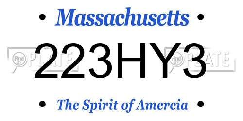 223HY3 Massachusetts License Plate
