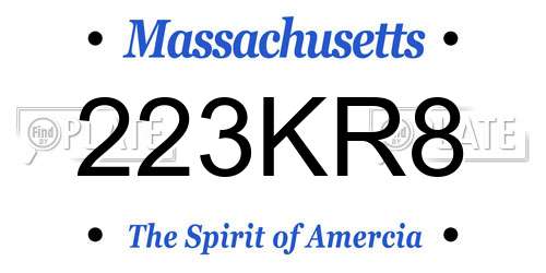 223KR8 Massachusetts License Plate