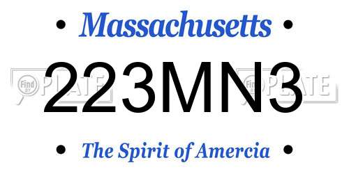 223MN3 Massachusetts License Plate