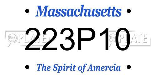 223P10 Massachusetts License Plate