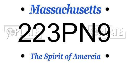 223PN9 Massachusetts License Plate