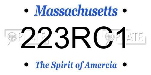 223RC1 Massachusetts License Plate
