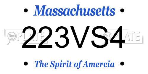 223VS4 Massachusetts License Plate