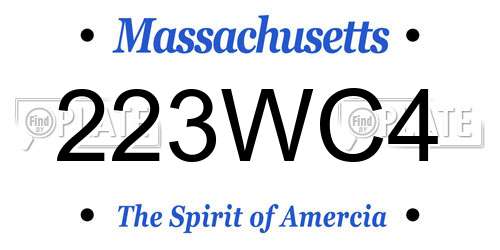 223WC4 Massachusetts License Plate