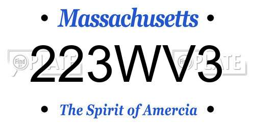 223WV3 Massachusetts License Plate
