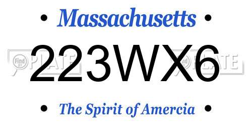 223WX6 Massachusetts License Plate