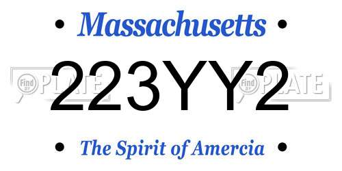 223YY2 Massachusetts License Plate