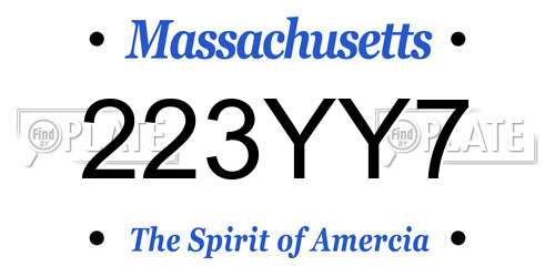 223YY7 Massachusetts License Plate