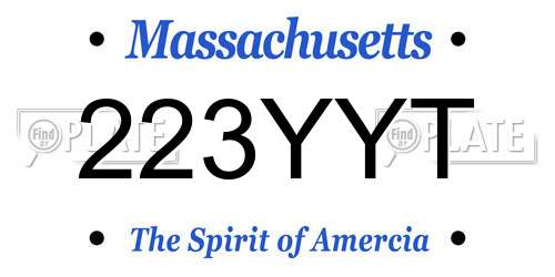 223YYT Massachusetts License Plate