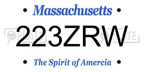 223ZRW Massachusetts License Plate