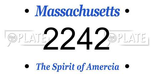 2242 Massachusetts License Plate