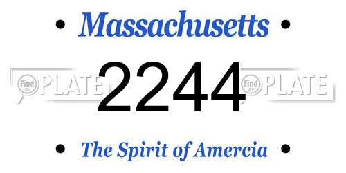 2244 Massachusetts License Plate