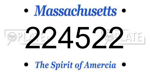 224522 Massachusetts License Plate