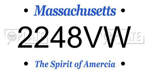 2248VW Massachusetts License Plate