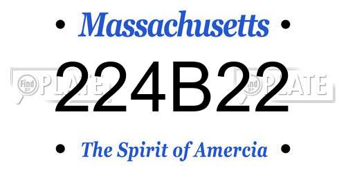 224B22 Massachusetts License Plate