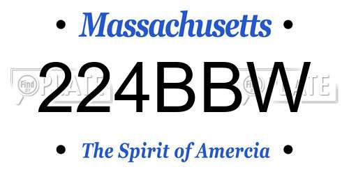 224BBW Massachusetts License Plate