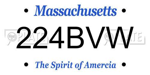 224BVW Massachusetts License Plate