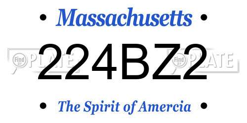 224BZ2 Massachusetts License Plate
