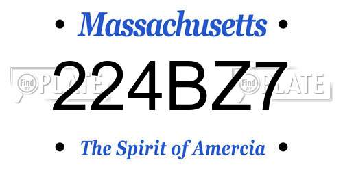 224BZ7 Massachusetts License Plate