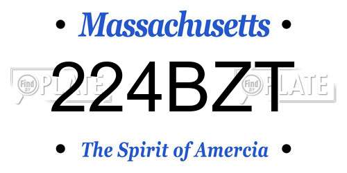 224BZT Massachusetts License Plate