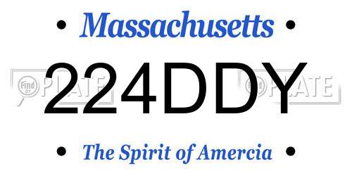 224DDY Massachusetts License Plate