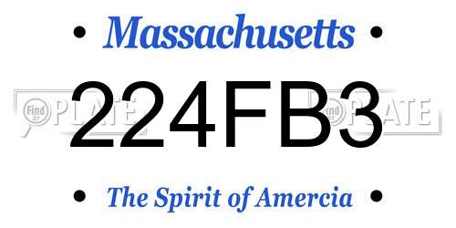 224FB3 Massachusetts License Plate