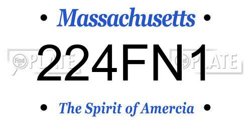 224FN1 Massachusetts License Plate
