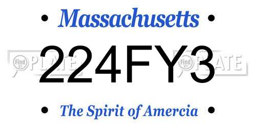 224FY3 Massachusetts License Plate
