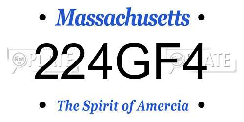 224GF4 Massachusetts License Plate