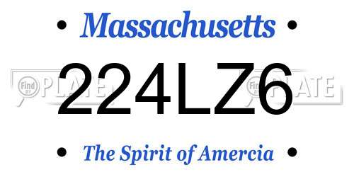 224LZ6 Massachusetts License Plate