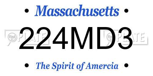 224MD3 Massachusetts License Plate