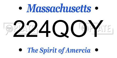 224QOY Massachusetts License Plate