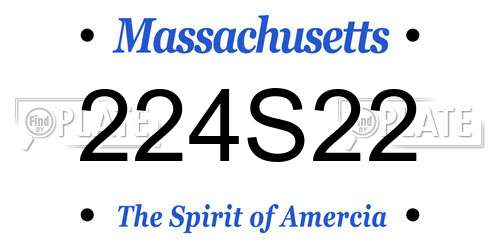 224S22 Massachusetts License Plate