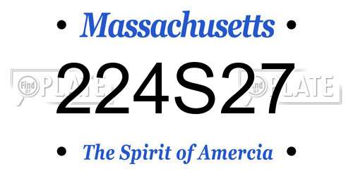 224S27 Massachusetts License Plate