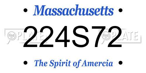 224S72 Massachusetts License Plate