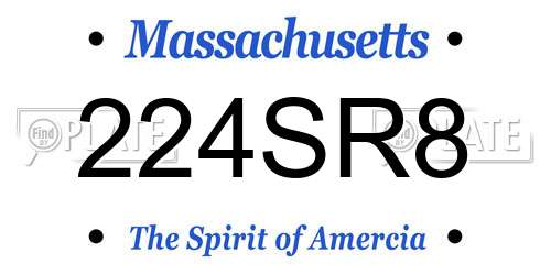 224SR8 Massachusetts License Plate